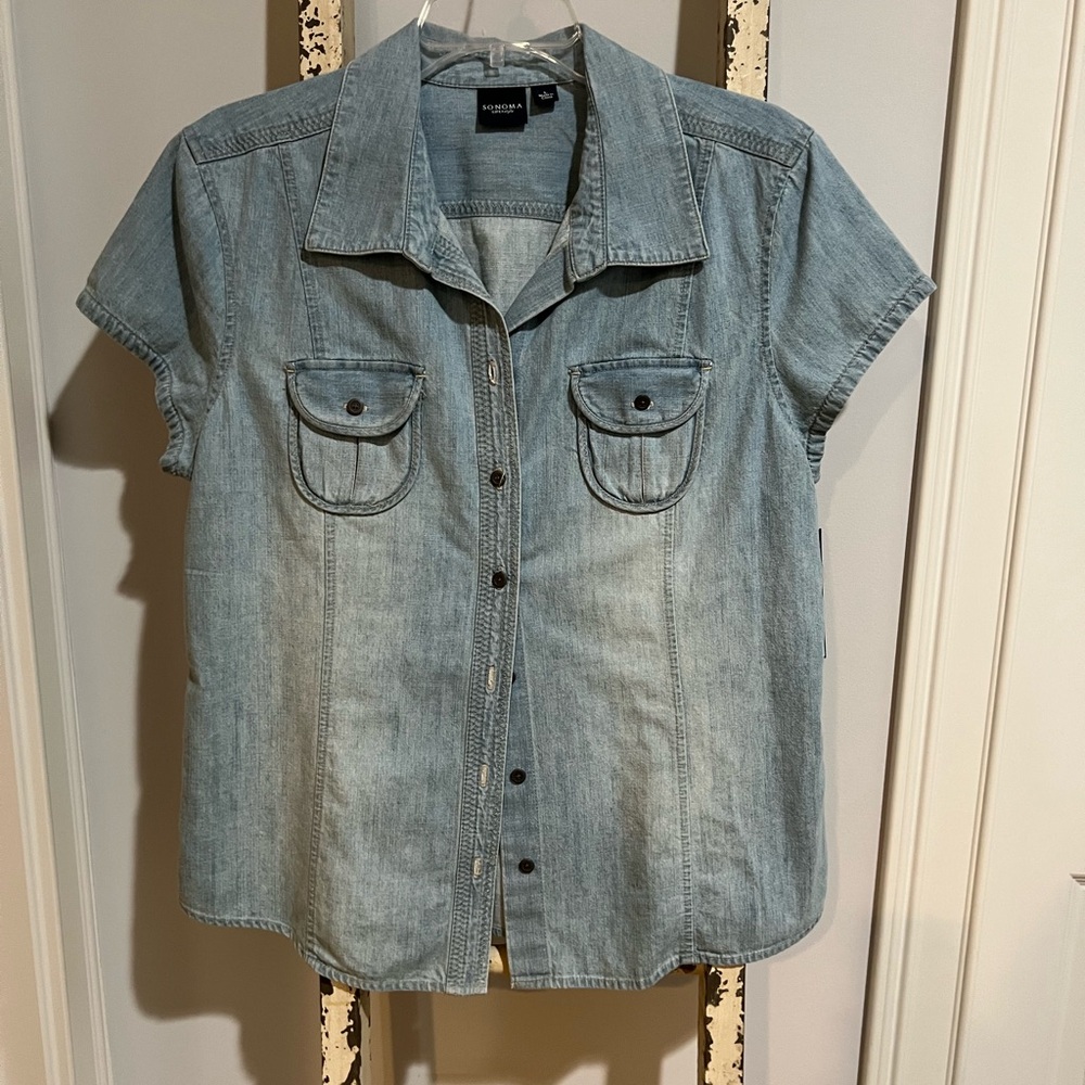 Sonoma Light Blue Denim Button-Up Top